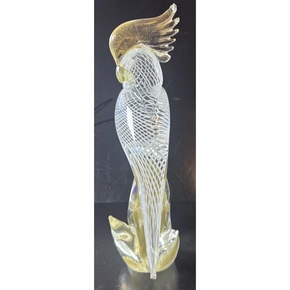 Formia Birds Murano gold Fleck White Optic Glass Cockatoos (FP) - Picture 6 of 16